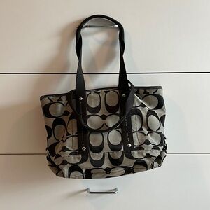 Coach Black and Gray Signature Tote Bag